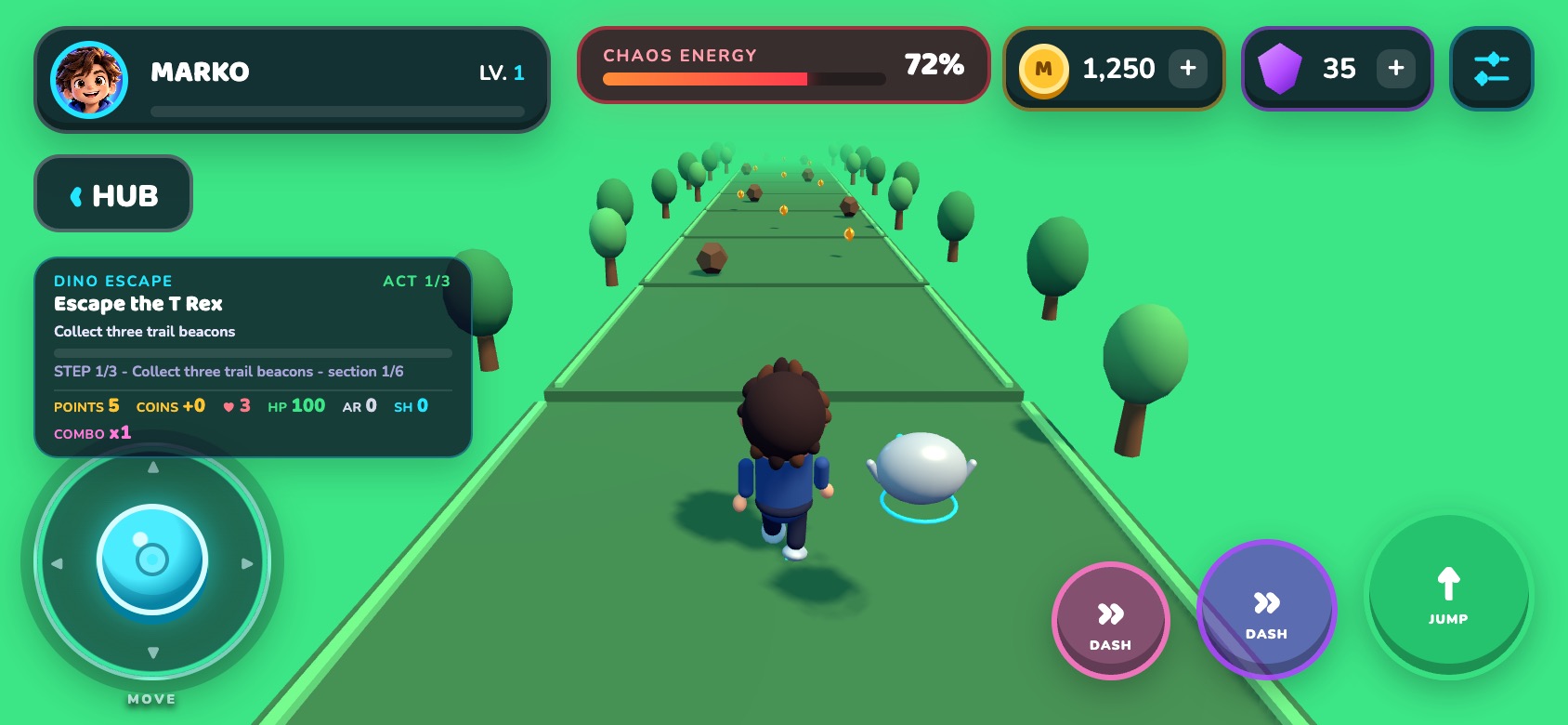Dino Escape: collect the trail beacons