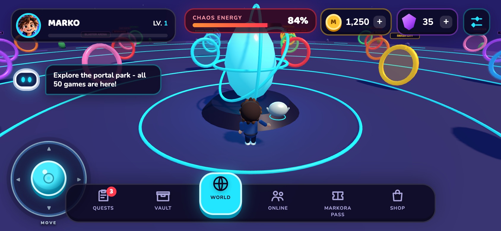 The Hub: a park with a portal for every game