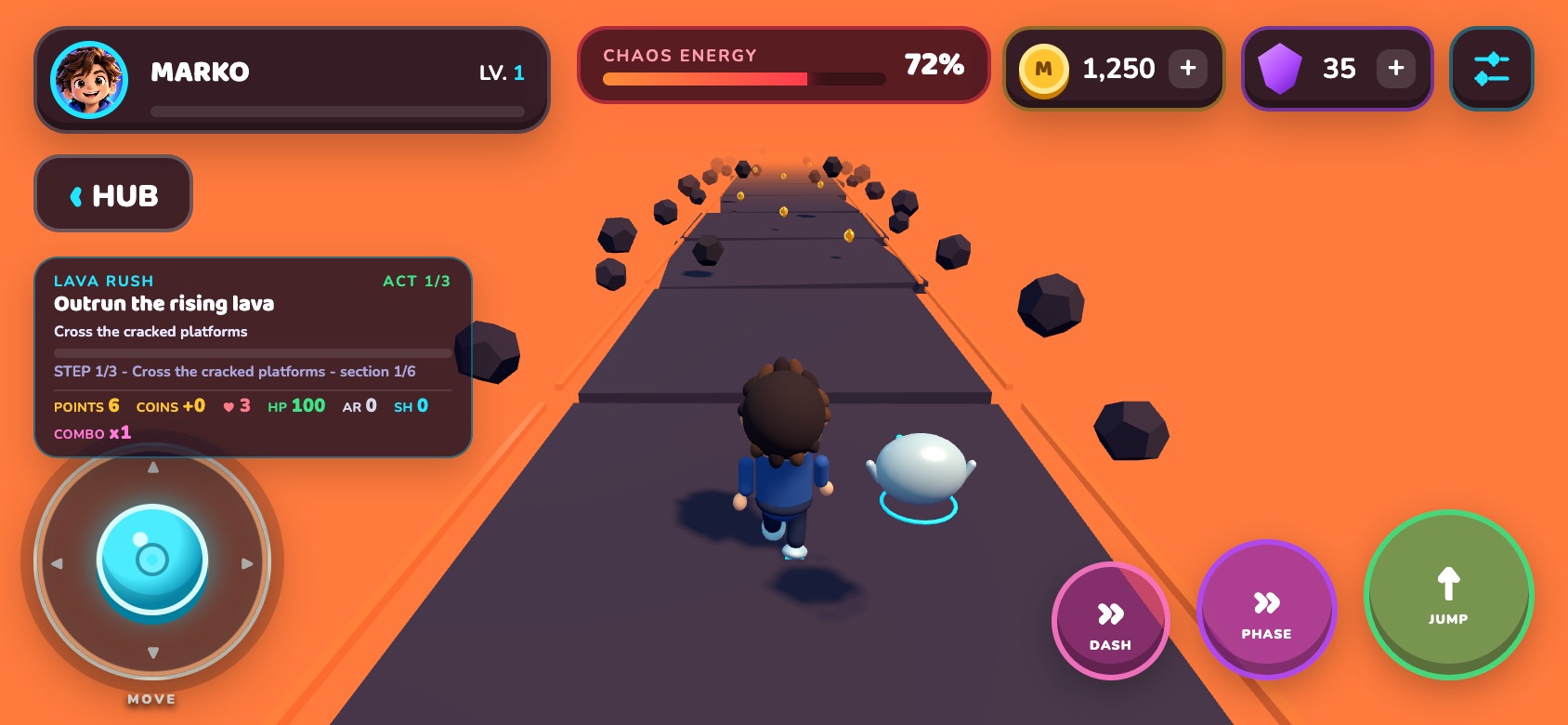 Lava Rush: cross the cracked platforms